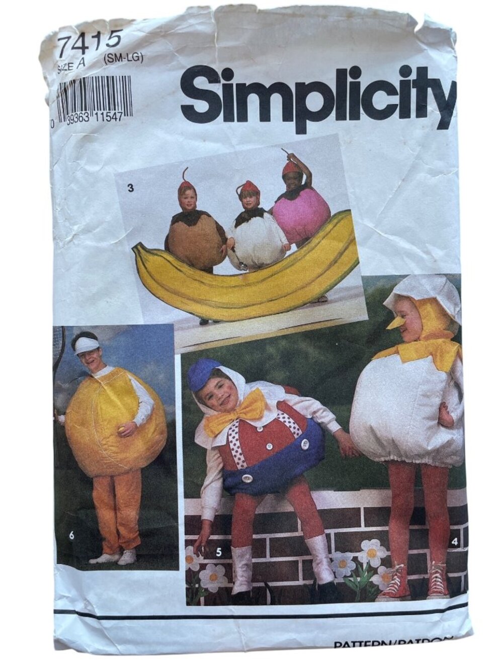 Simplicity 7415 Pattern Banana Split Humpty Pumpkin Baseball S-L Costume CUT